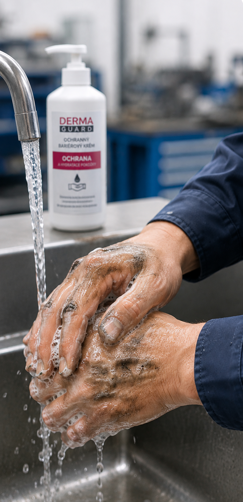 Hands being washed under running water